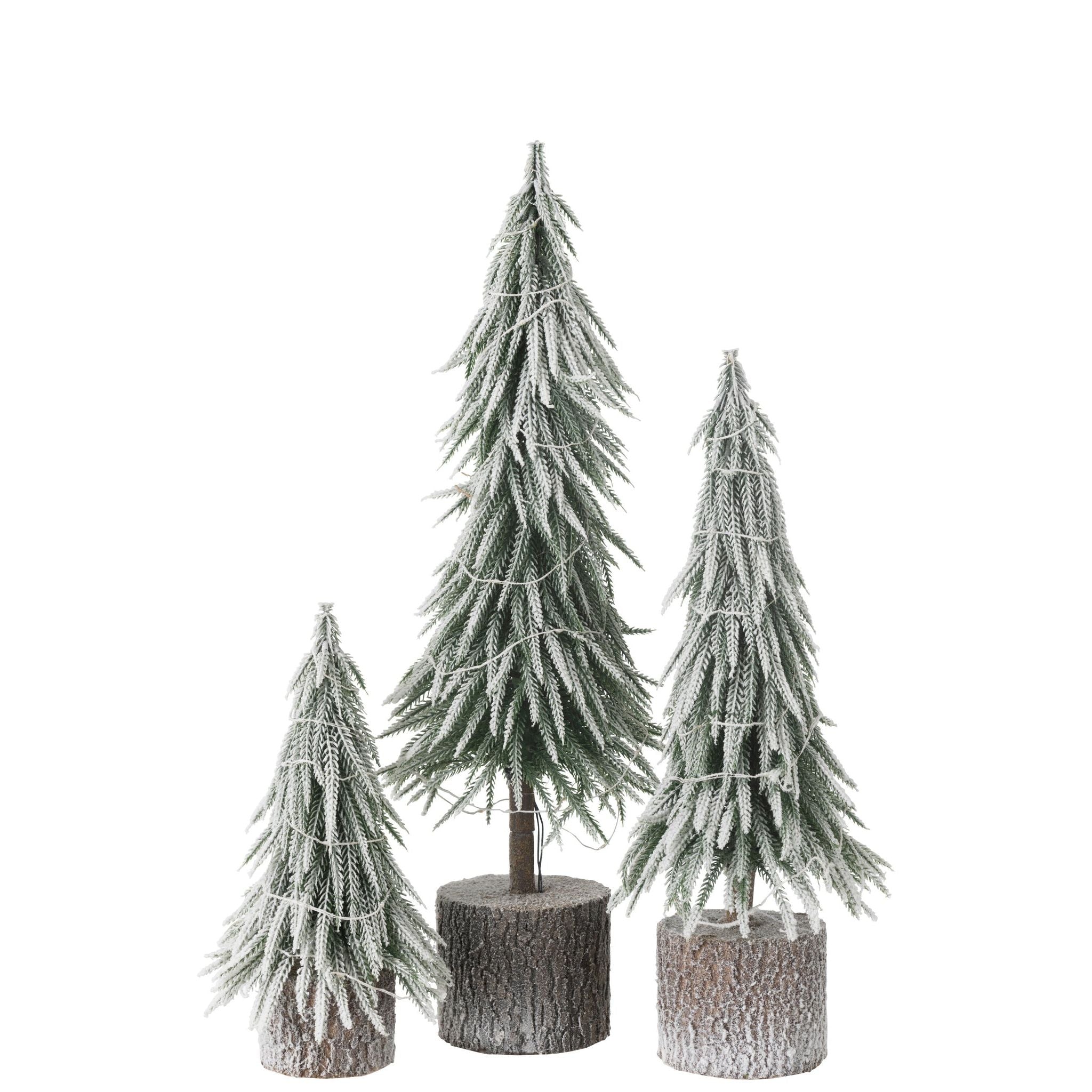 Kerstboom A+Led Kunststof Sneeuw Groen Large H60cm van J-Line, groene kerstboom van kunststof, close-up van het materiaal