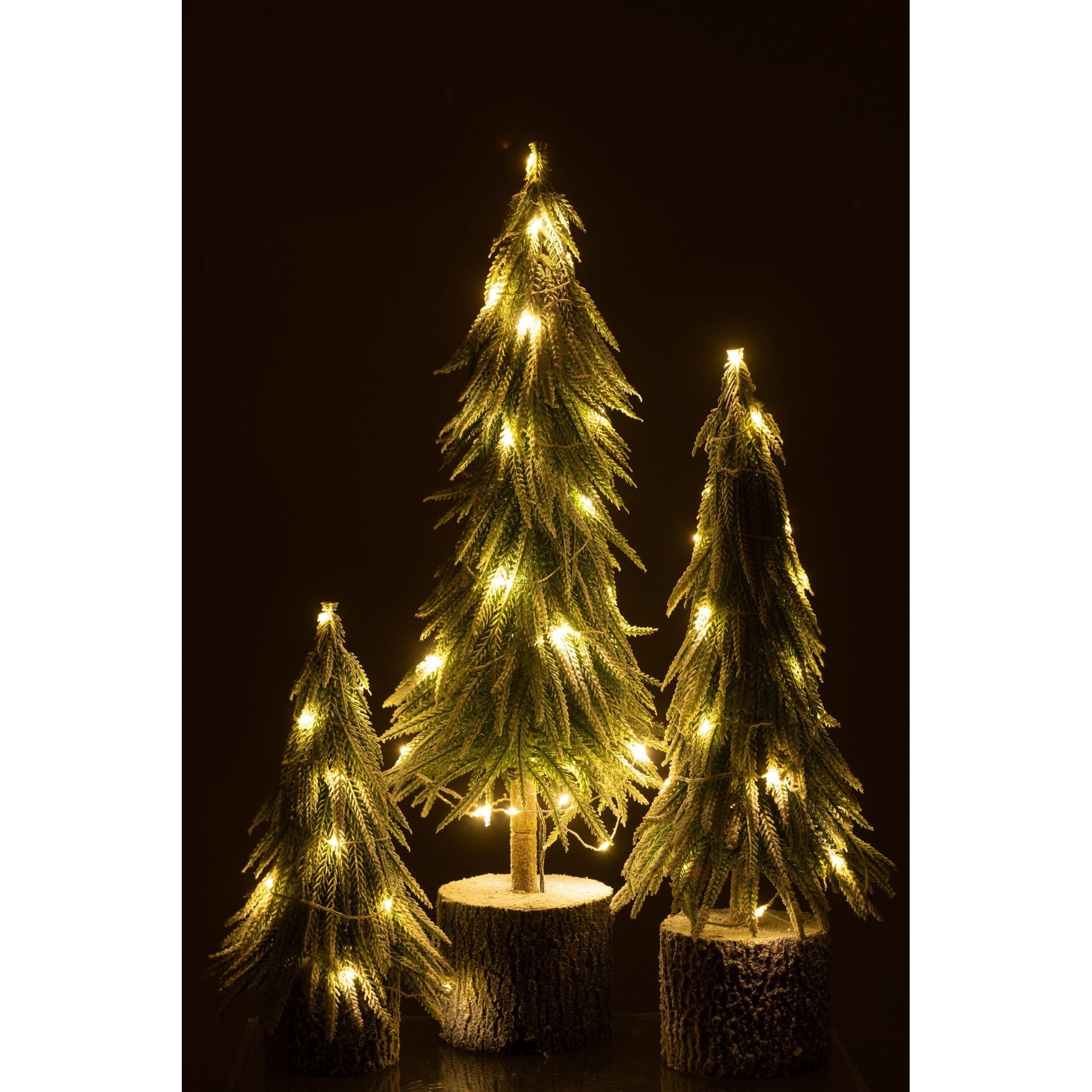 Kerstboom A+Led Kunststof Sneeuw Groen Large H60cm van J-Line, groene kerstboom van kunststof, van dichtbij gezien