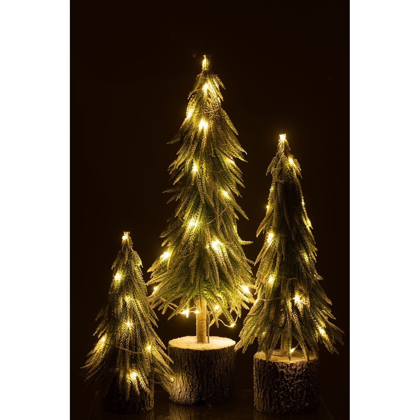 Kerstboom A+Led Kunststof Sneeuw Groen Small H30cm van J-Line, groene kerstboom van kunststof, van dichtbij gezien