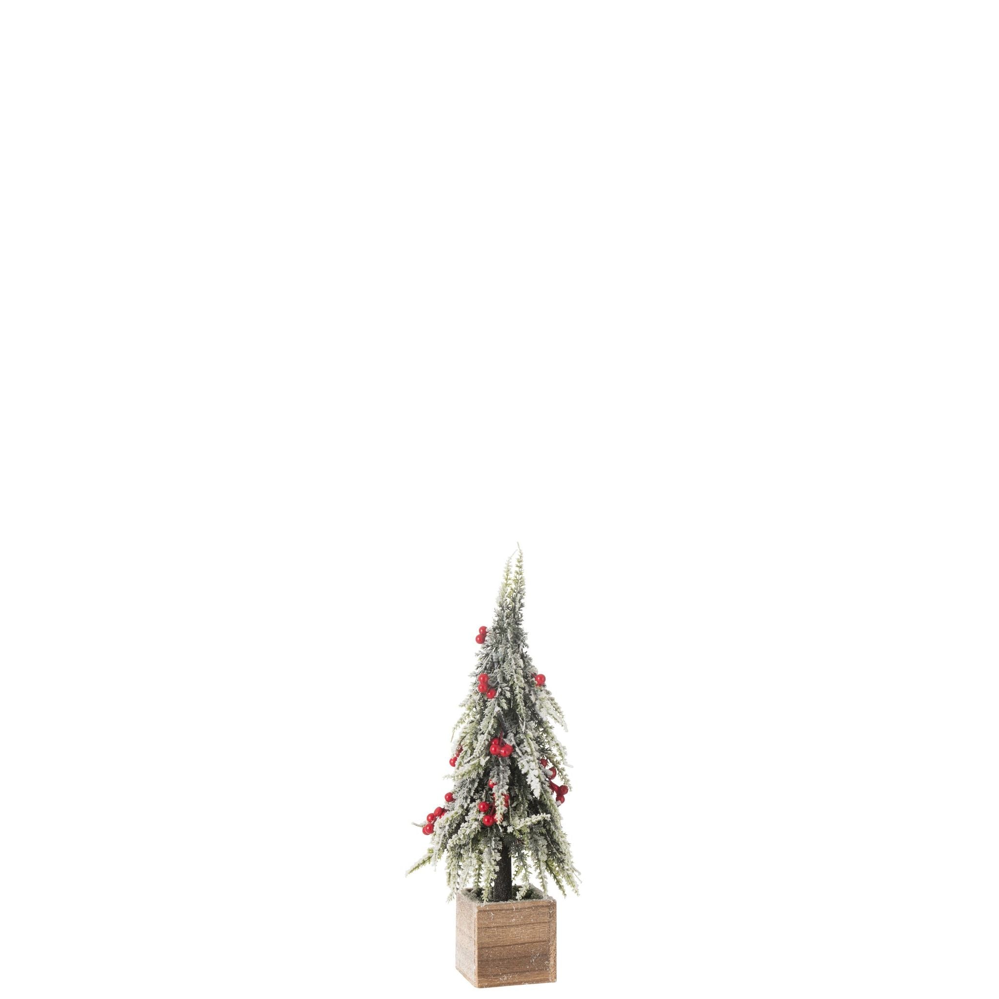 Kerstboom + Led Kunststof Sneeuw Groen/Rood Small H40cm van J-Line, groenrode kerstboom van kunststof, volledig in beeld