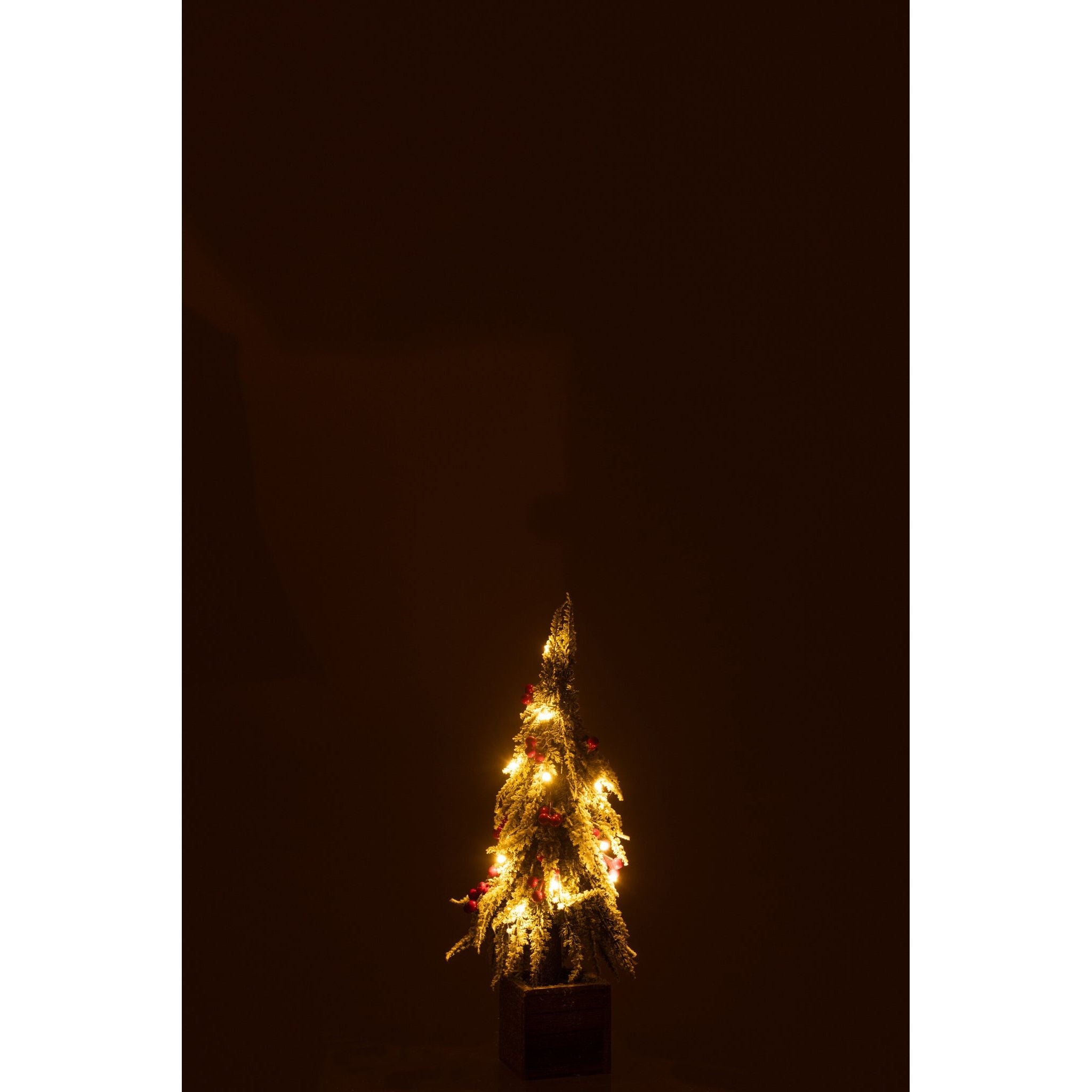 Kerstboom + Led Kunststof Sneeuw Groen/Rood Small H40cm van J-Line, detail van de takken en afwerking