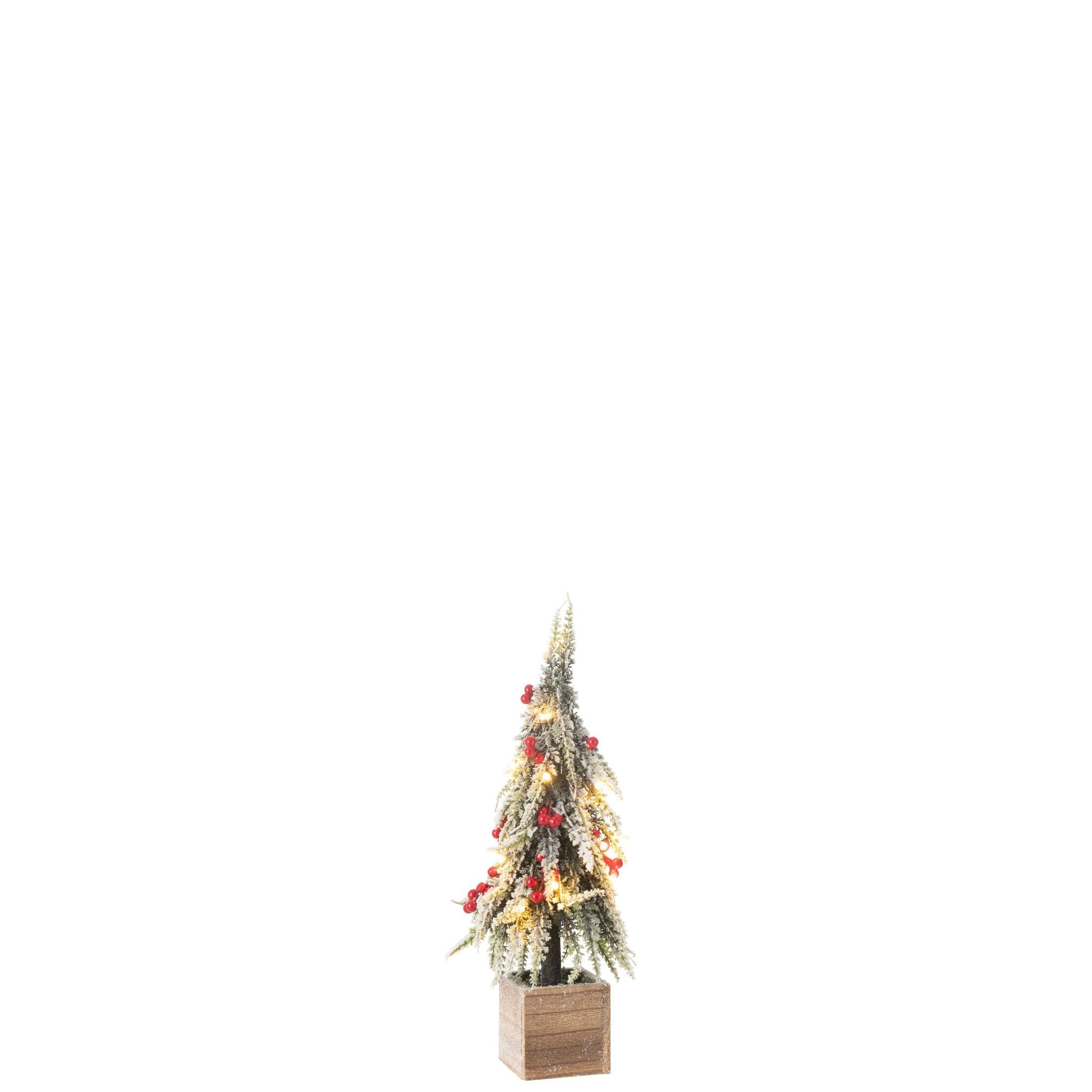 Kerstboom + Led Kunststof Sneeuw Groen/Rood Small H40cm van J-Line, detailopname van de constructie