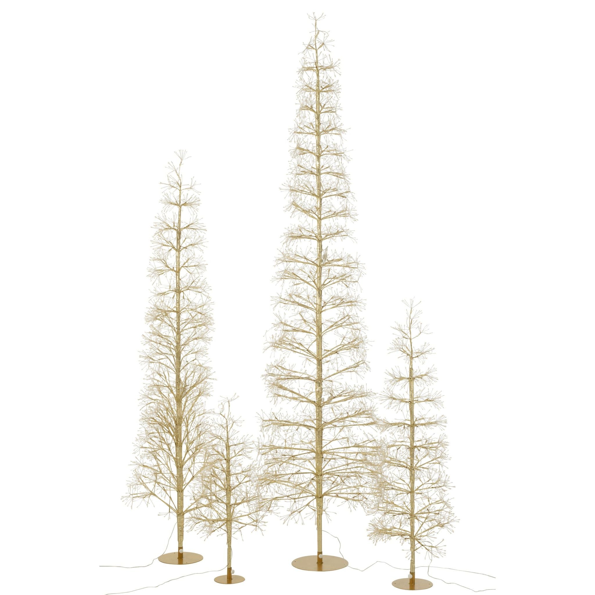 Kerstboom Led Warm Witte Lichten Ijzer Goudkleurig Extra Large H240cm van J-Line, compleet zicht op de kegelvorm