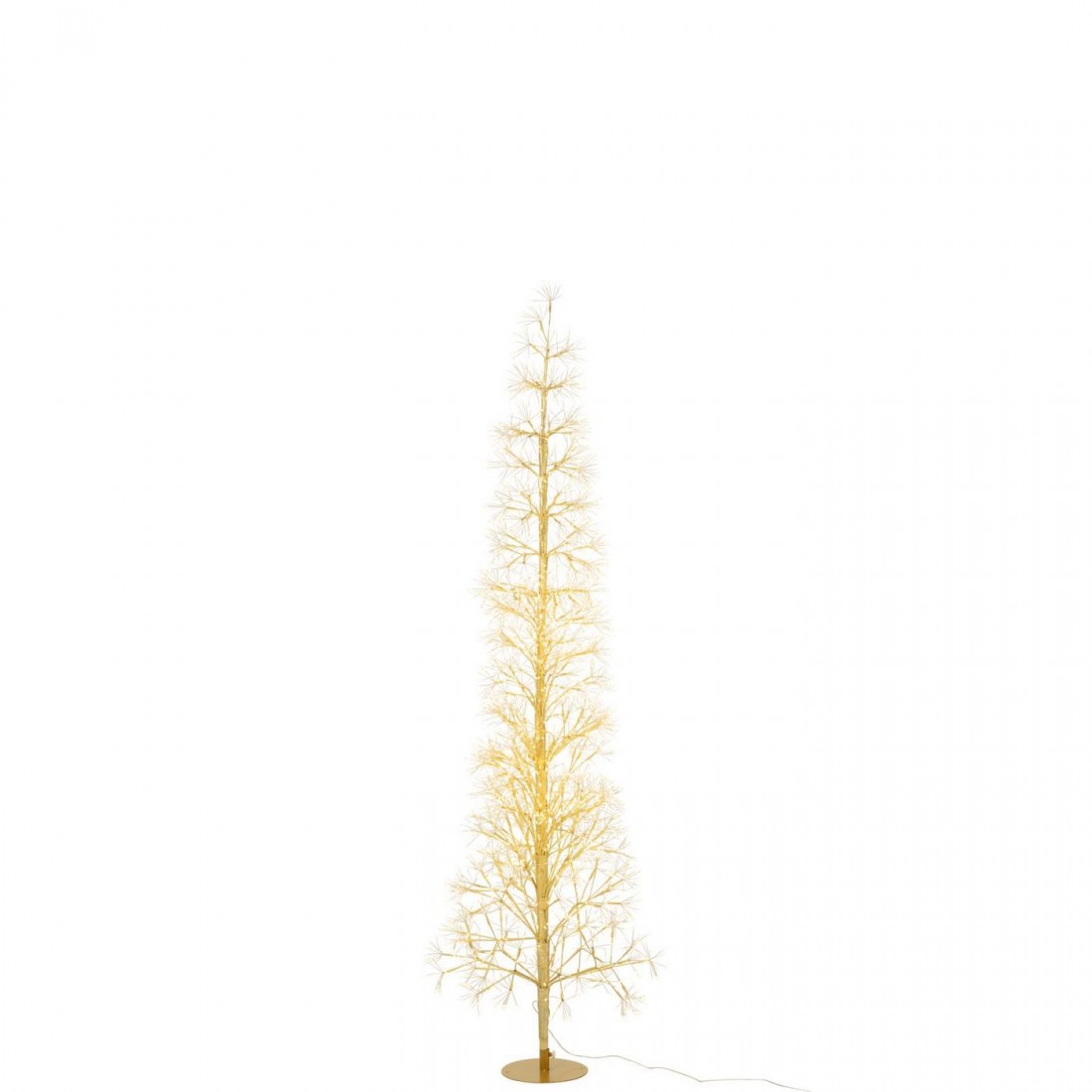 Goudkleurige kerstboom van J-Line van 180 cm met warmwitte ledverlichting in de ijzeren takken