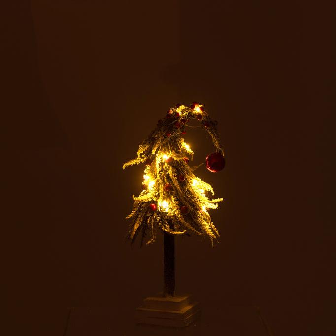 Kerstboom Muts+Led Kunststof Sneeuw Groen/Rood Small - Kerstboom - J-Line - livinglovely.nl