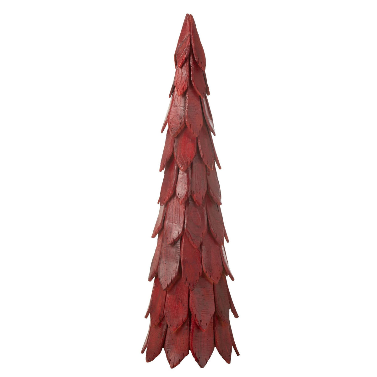 Kerstboom Stukken Large van J-Line, rode kegelvormige kerstboom van kastanjehouten stukken, 120 cm hoog