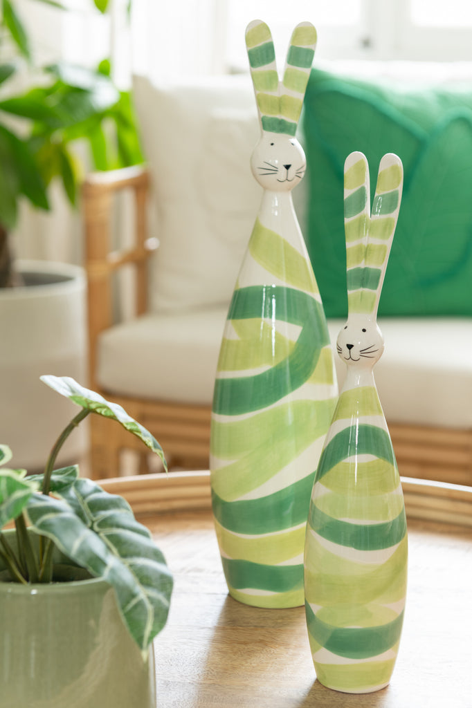 Konijn Lijnen Dolomiet Groen Mix 44,5cm Large - Paas - J-Line - livinglovely.nl