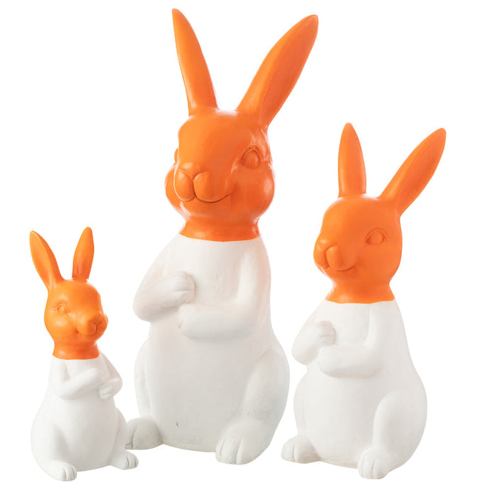 Konijnen Buiten Mgo Wit/Oranje Set van 3 - Buiten-divers - J-Line - livinglovely.nl