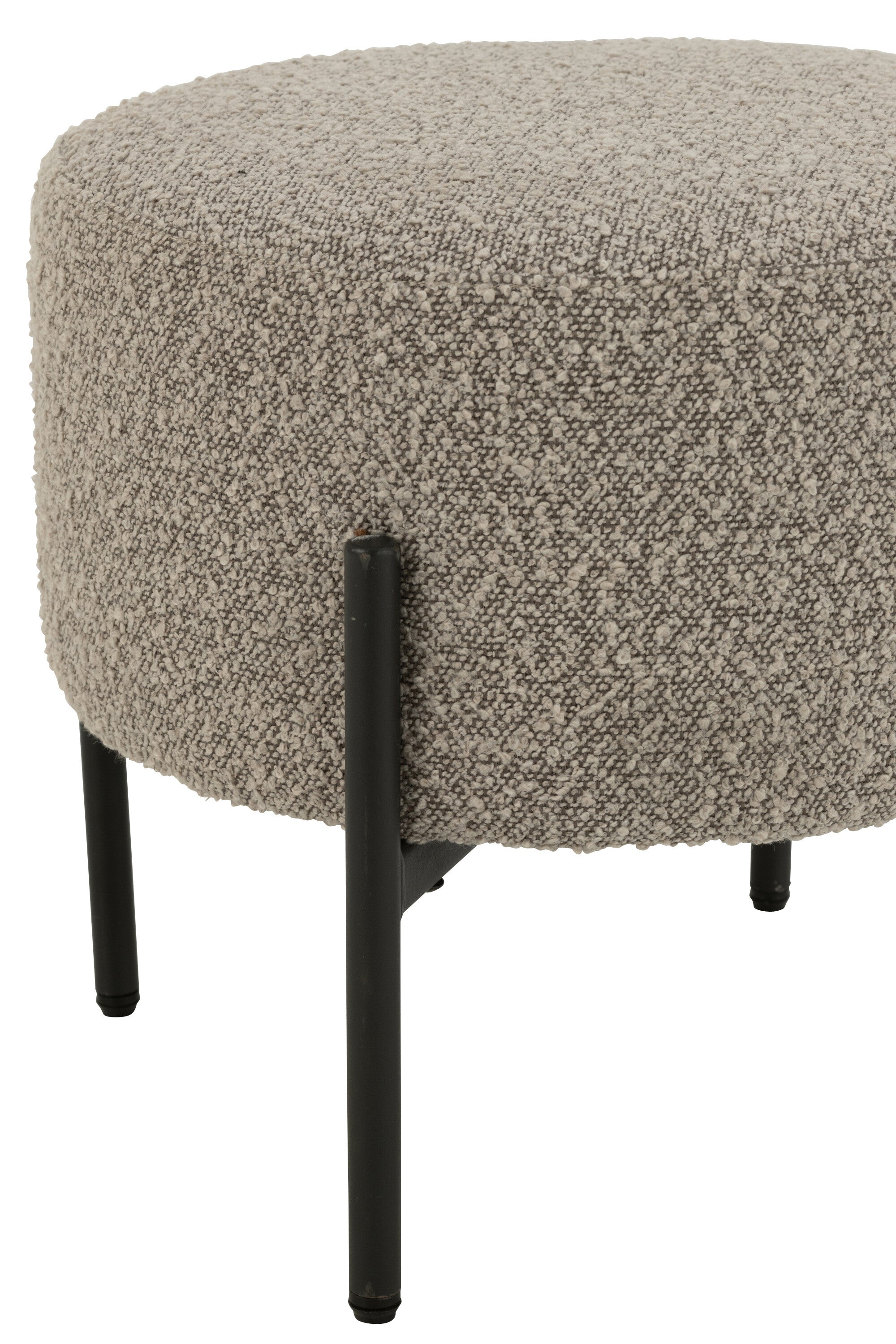 Kruk Boucle Multiplex/Polyester Grijs/Zwart - Kruk - J-Line - livinglovely.nl