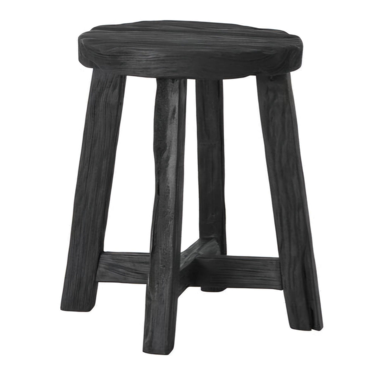 Kruk Gio zwart gerecycled teakhout Ø35cm MUST Living