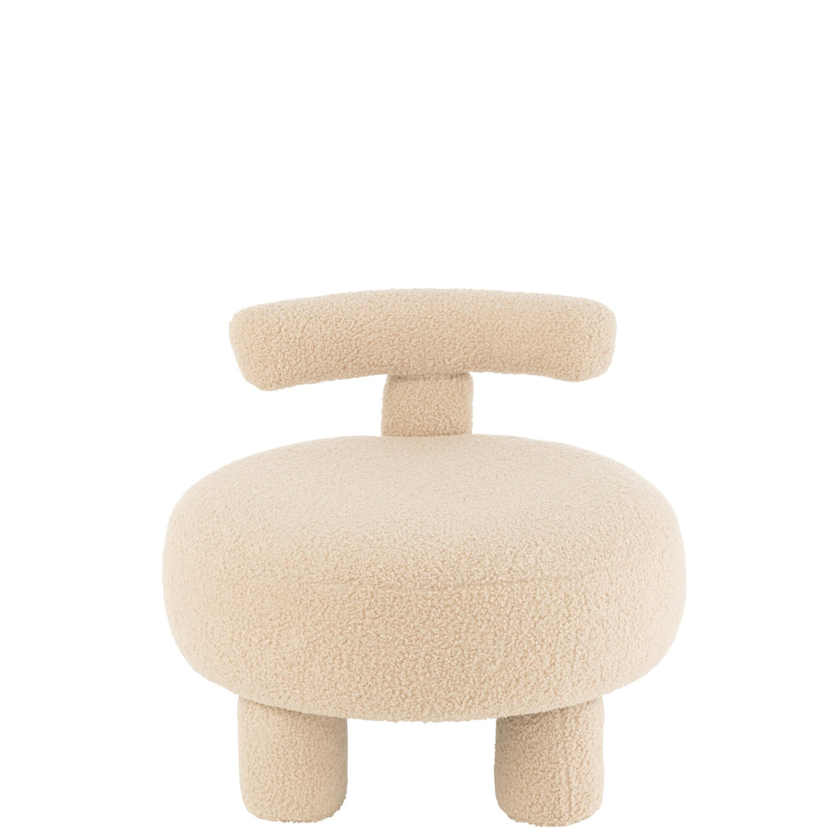 Kruk Rond Met Rugleuning Bouclé Warm Beige J-Line