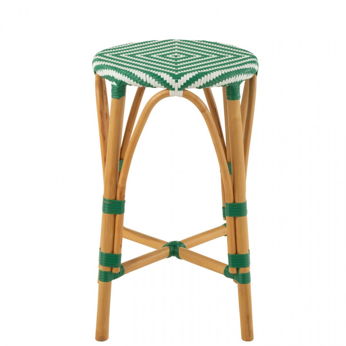 Kruk Rotan Donkergroen Large - Barkruk - J-Line - livinglovely.nl