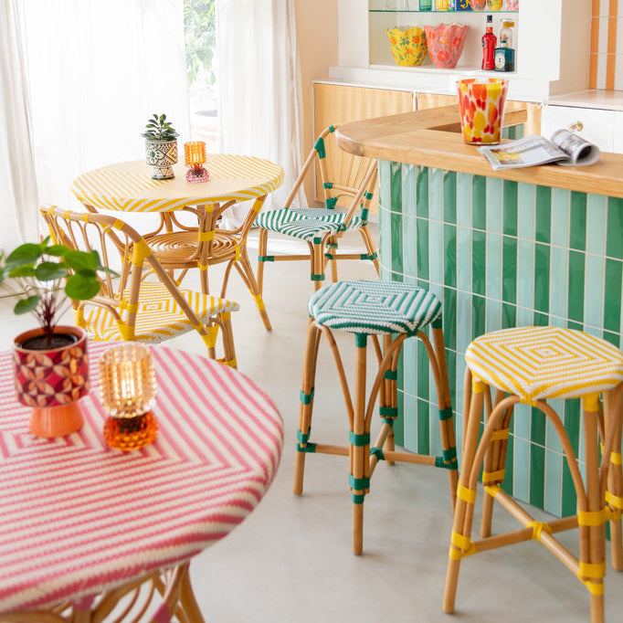 Kruk Rotan Donkergroen Large - Barkruk - J-Line - livinglovely.nl