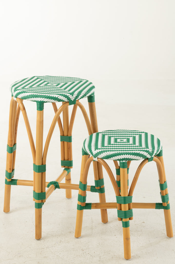 Kruk Rotan Donkergroen Large - Barkruk - J-Line - livinglovely.nl