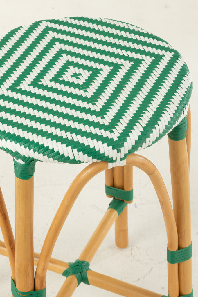 Kruk Rotan Donkergroen Large - Barkruk - J-Line - livinglovely.nl