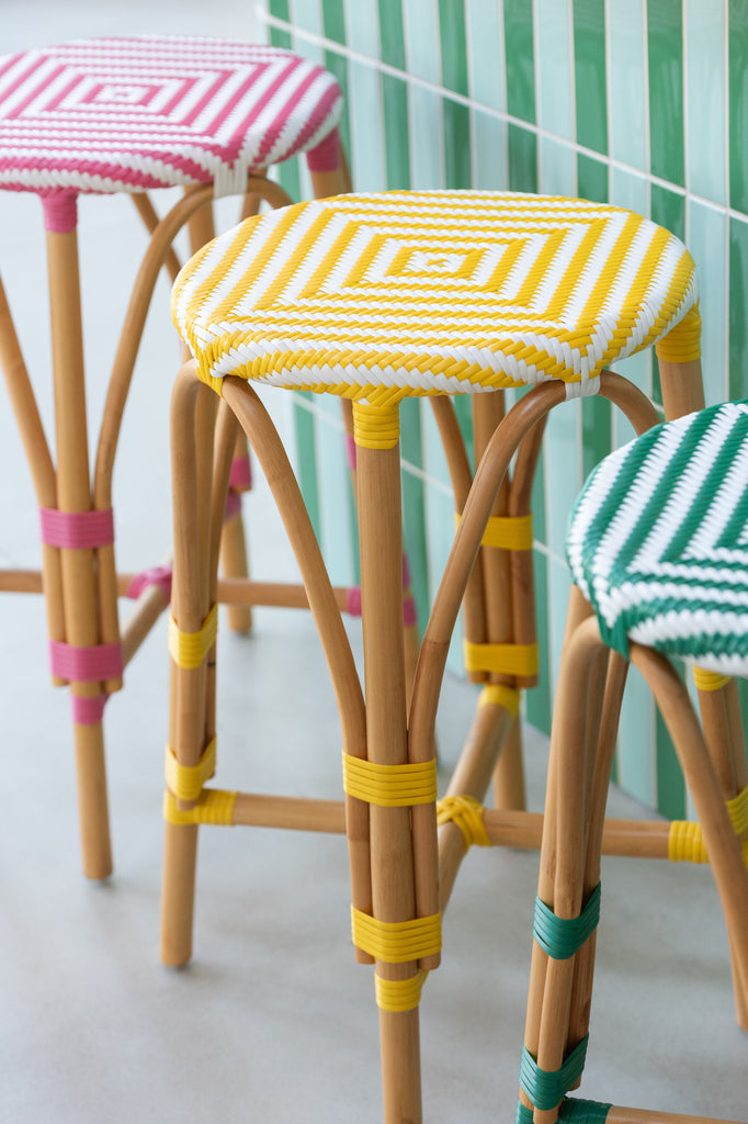 Kruk Rotan Roze Large - Barkruk - J-Line - livinglovely.nl