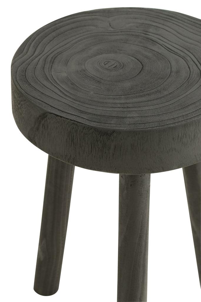 Krukjes Paulownia Hout Zwart Set van 2 - Kruk - J-Line - livinglovely.nl