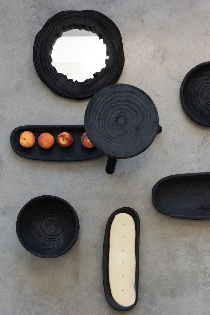 Krukjes Paulownia Hout Zwart Set van 2 - Kruk - J-Line - livinglovely.nl