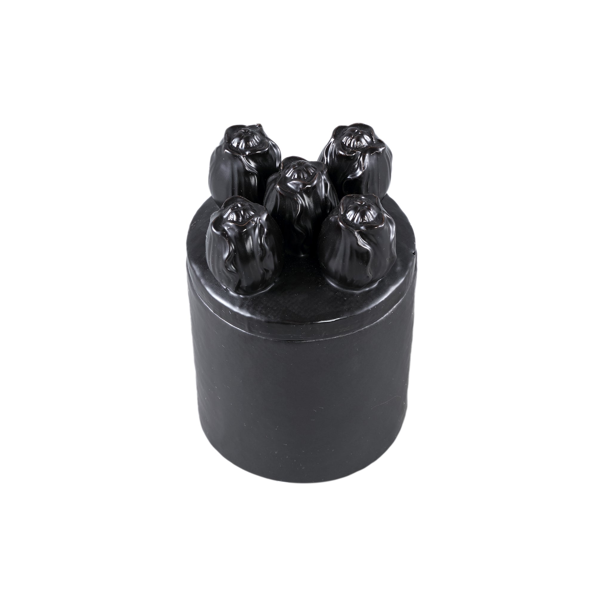 Krystine Black Round Ceramic Pot With Tulips Top PTMD - Keukenaccessoire - PTMD - livinglovely.nl