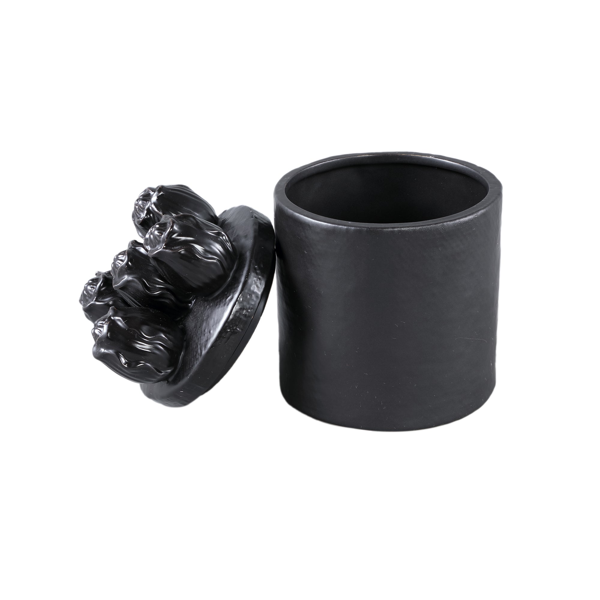 Krystine Black Round Ceramic Pot With Tulips Top PTMD - Keukenaccessoire - PTMD - livinglovely.nl