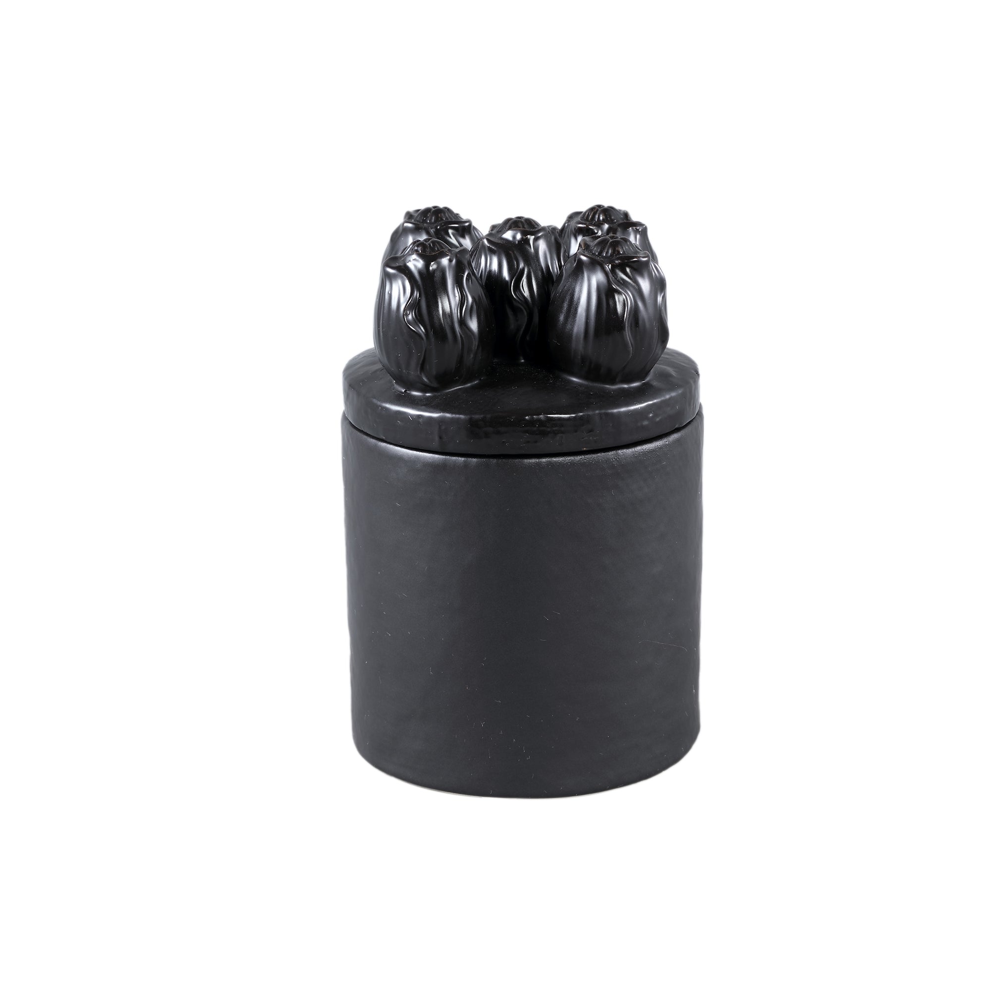 Krystine Black Round Ceramic Pot With Tulips Top PTMD - Keukenaccessoire - PTMD - livinglovely.nl