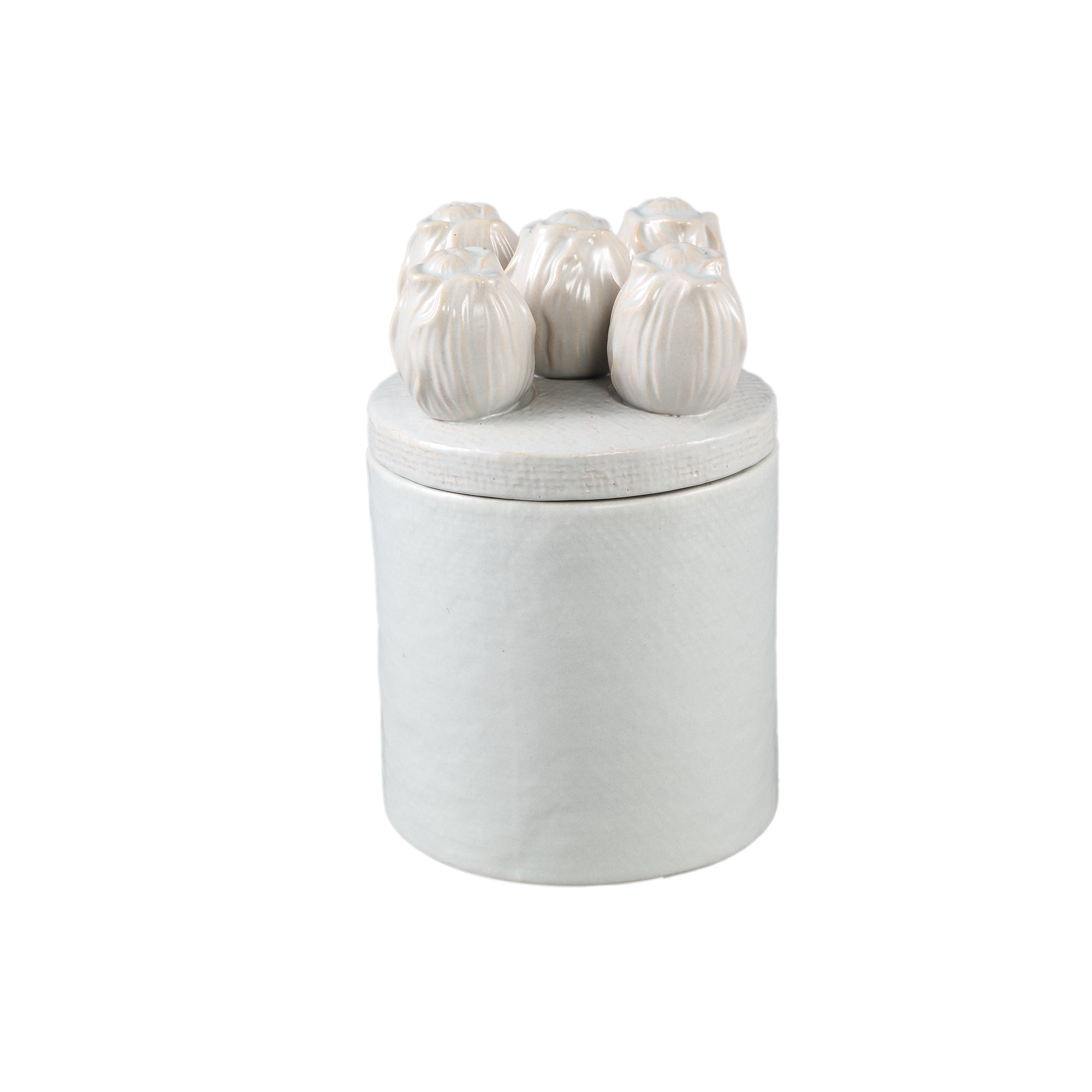 Krystine Cream Round Ceramic Pot With Tulips Top PTMD - Keukenaccessoire - PTMD - livinglovely.nl