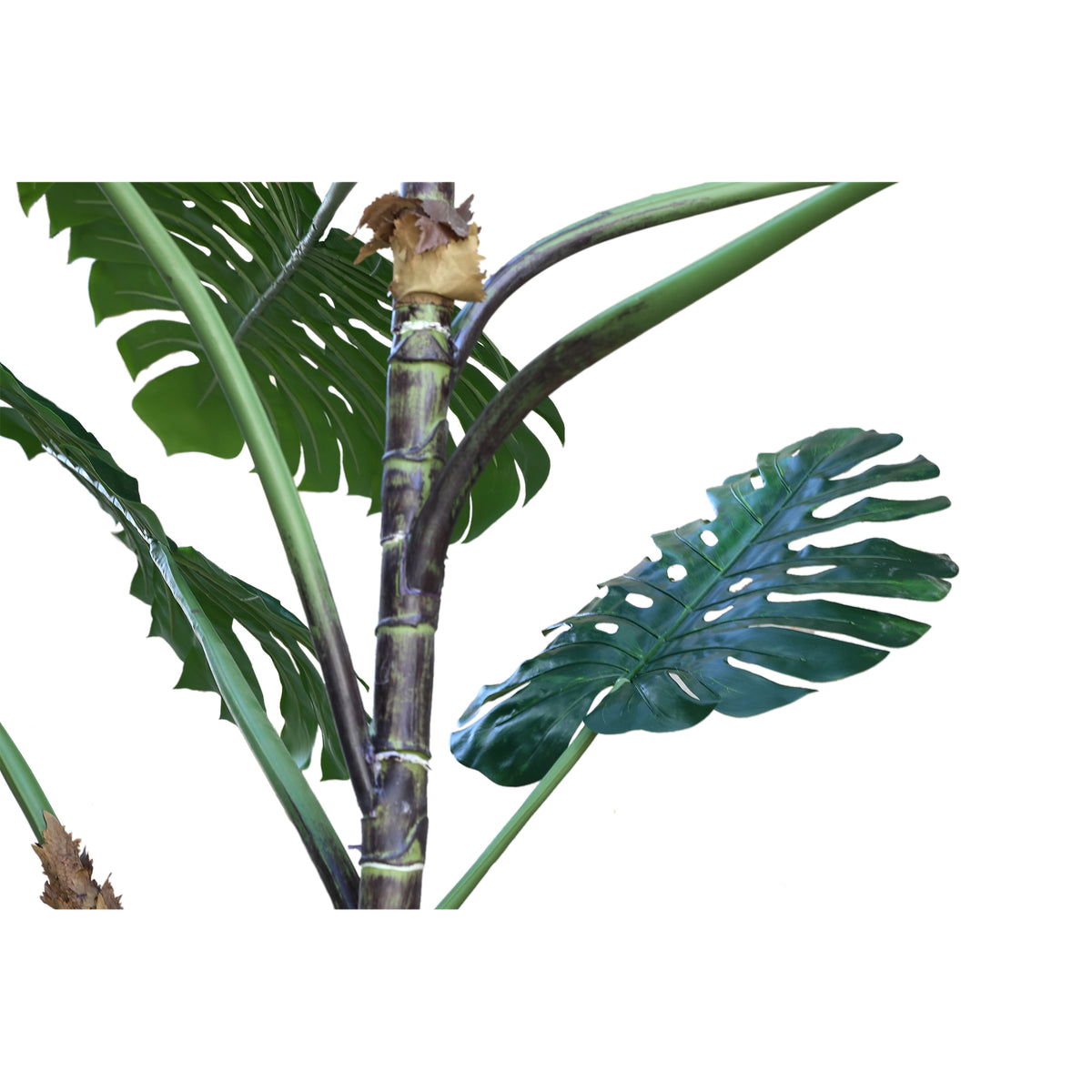 Grote groene kunstmonstera van PTMD van opzij met volle kroon