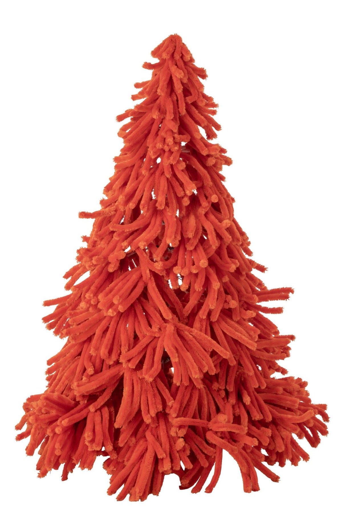Fluffy kunstkerstboom van J-Line in donkeroranje, 180cm hoog met zachte polyester afwerking