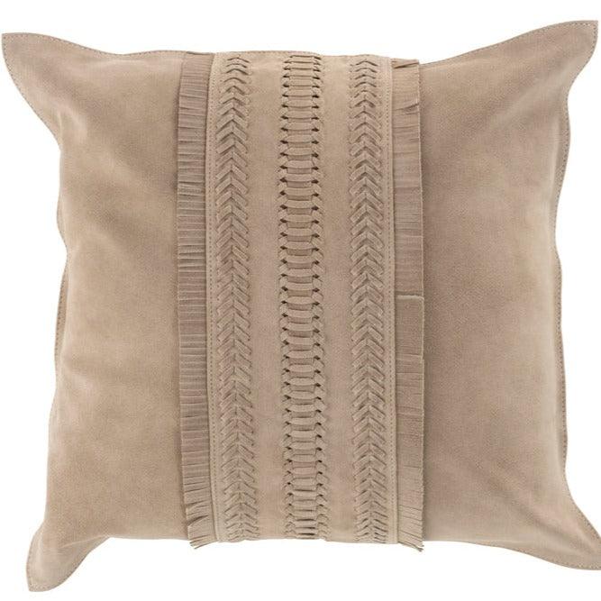 Kussen Boord Vierkant Leer Lichtgrijs - Kussen - J-Line - livinglovely.nl