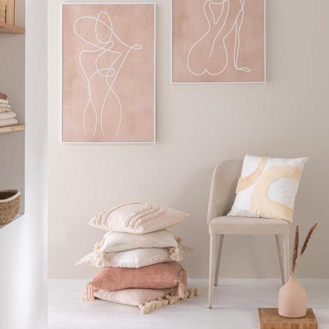 Kussen Cirkel Textiel Wit/Beige - Kussen - J-Line - livinglovely.nl