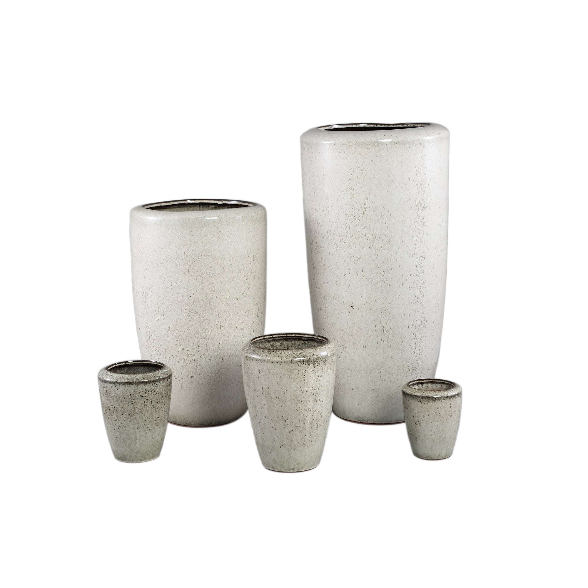 Kyleigh Beige Round Ceramic Pot Smooth High XL Dia37.5xH77cm PTMD - Pot - PTMD - livinglovely.nl