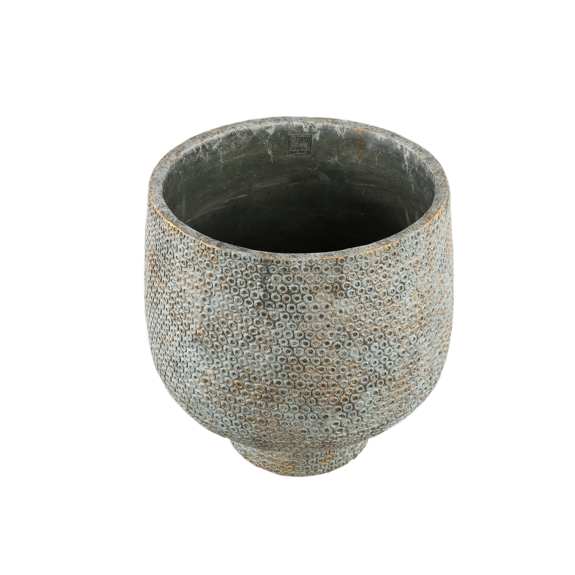 Laim Grey Cement Round Pot Dots Pattern Base XXL Dia40xH40cm PTMD - Pot - PTMD - livinglovely.nl