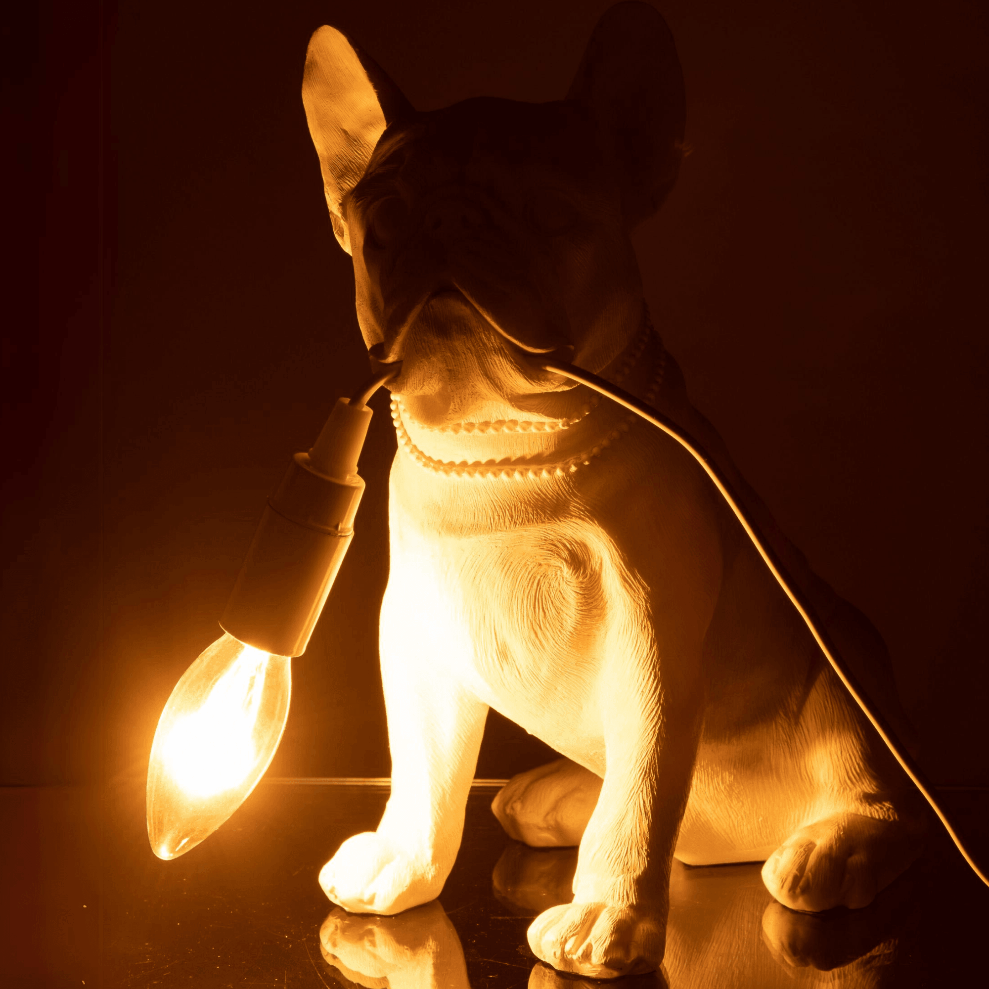 Lamp Bulldog Poly White - Tafellamp - J-Line - livinglovely.nl