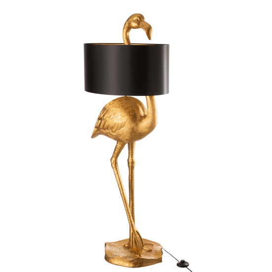 Lamp Flamingo Poly Gold/Black , Vloerlamp , J-Line , livinglovely.nl