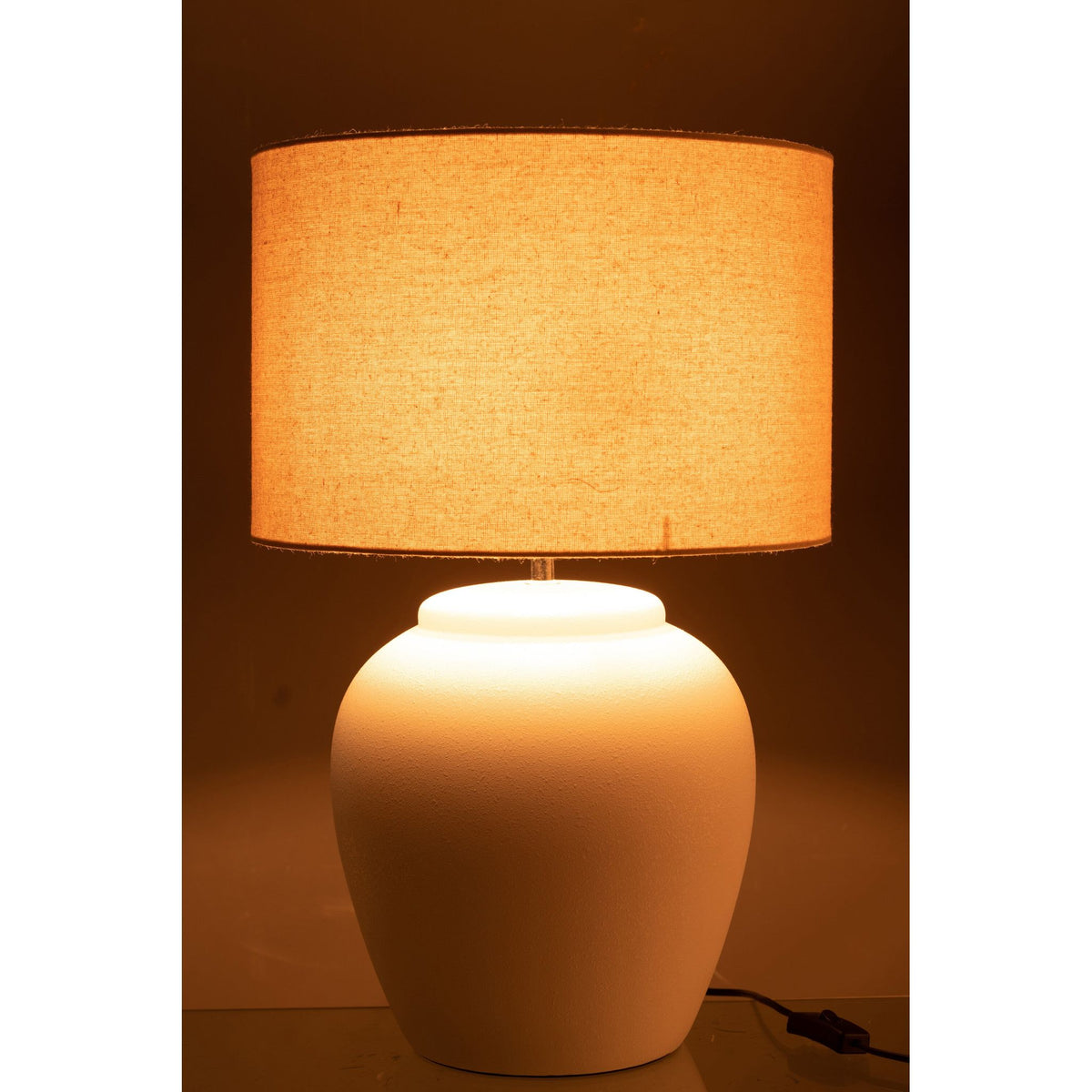 Lamp Meli + Kap Keramiek Linnen Wit Large J-Line