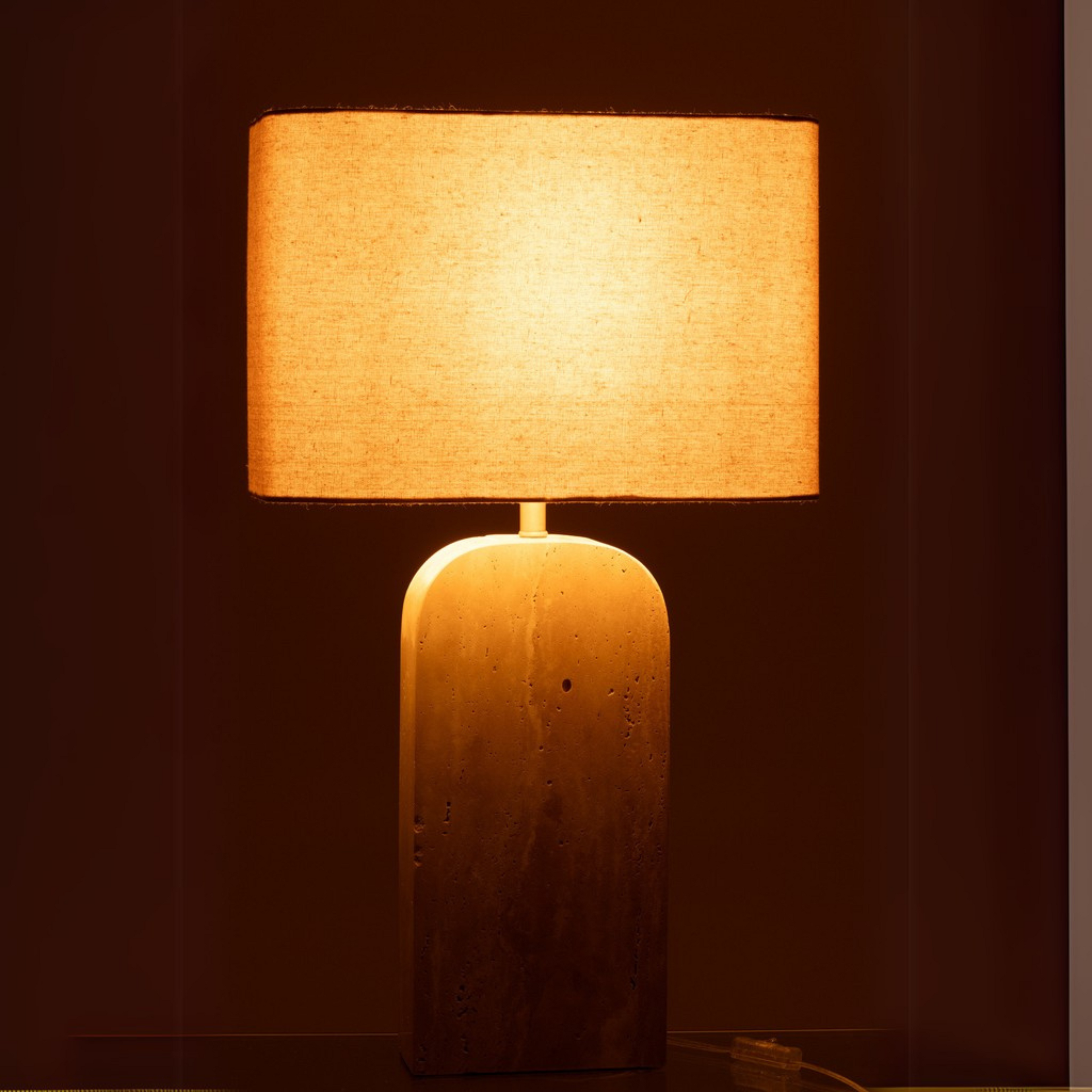 Lamp Travertijn Beige J-Line - Tafellamp - J-Line - livinglovely.nl