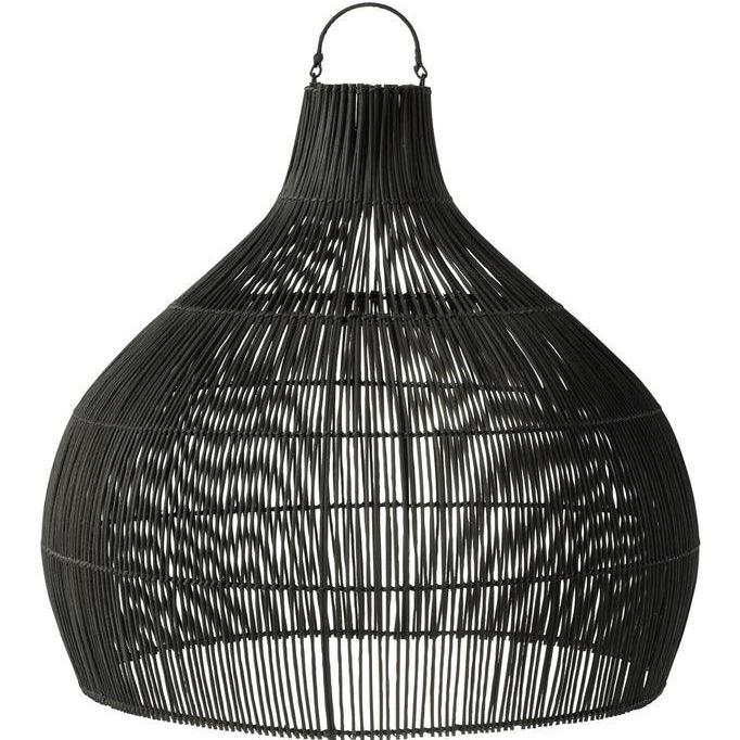 Lampkap Peervorm Rotan Zwart - Hanglamp - J-Line - livinglovely.nl