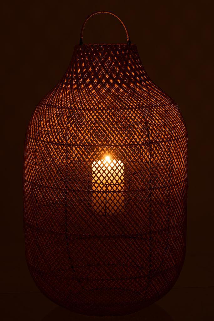 Lantaarn Cylinder XL Rotan Naturel - Lantaarn - J-Line - livinglovely.nl