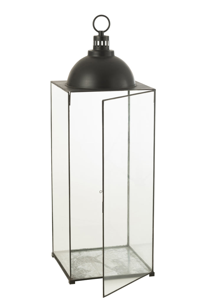 Lantaarn Hagrid Glas/Ijzer Zwart Large - Lantaarn - J-Line - livinglovely.nl