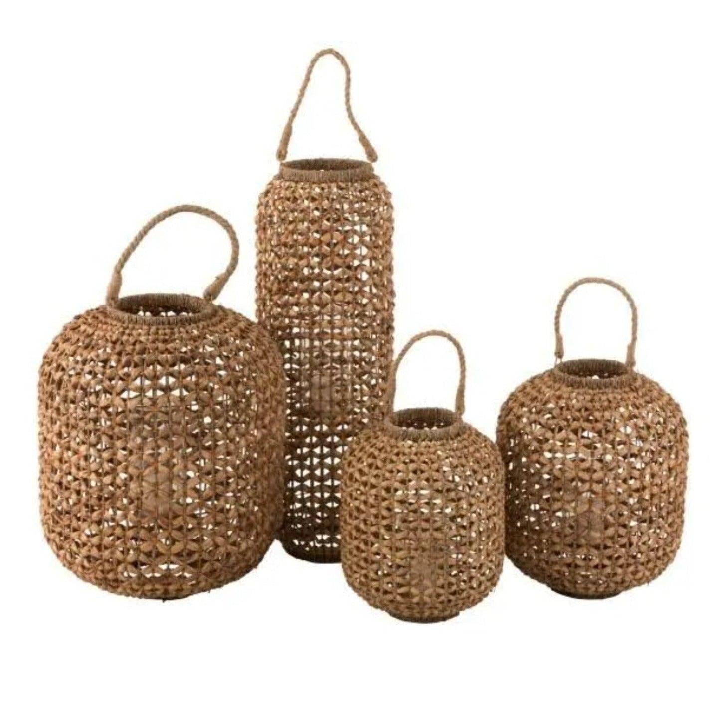 Lantaarn Lena Water Hyacinth Naturel Medium - Lantaarn - J-Line - livinglovely.nl