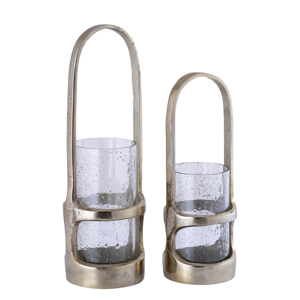 Lantaarn Rahana L - 15x15x49 cm - Aluminium - Goud PTMD - Lantaarn - PTMD - livinglovely.nl