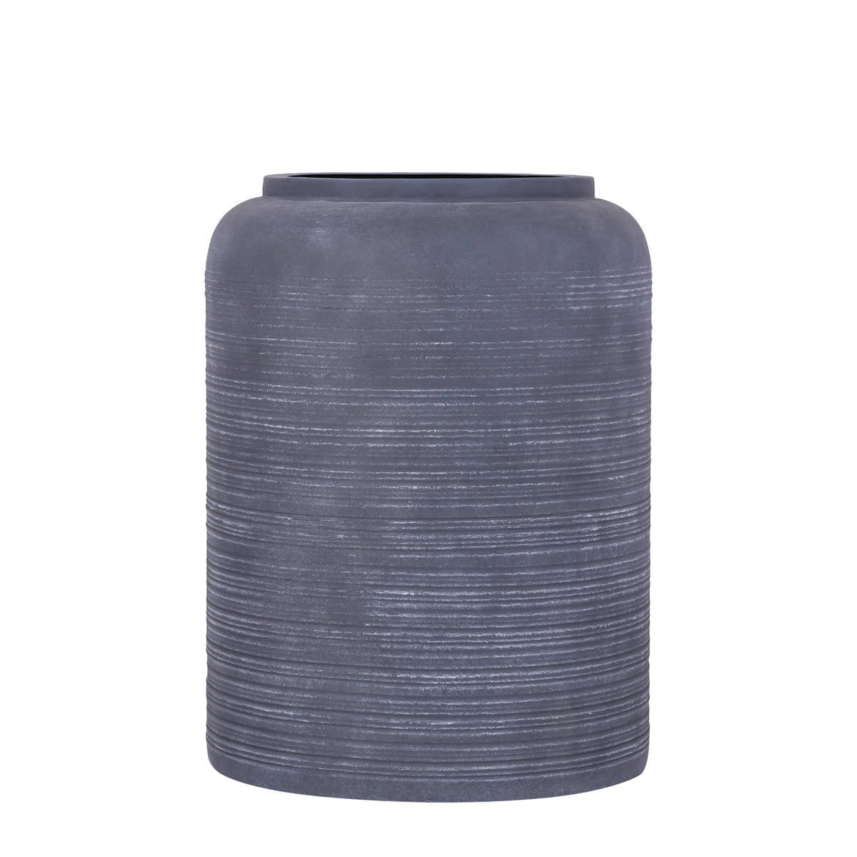 Lavada pot large van PTMD, grote antracietkleurige plantenpot van plaatijzer