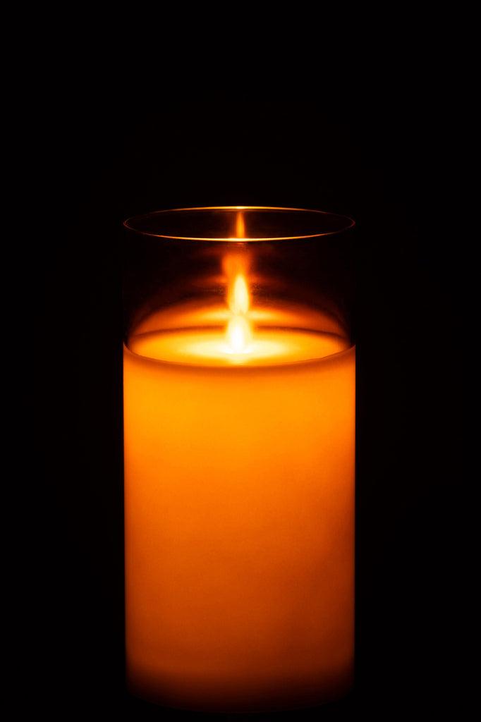 Ledlamp Blinkend Glas Bruin Medium - LED Kaars - J-Line - livinglovely.nl