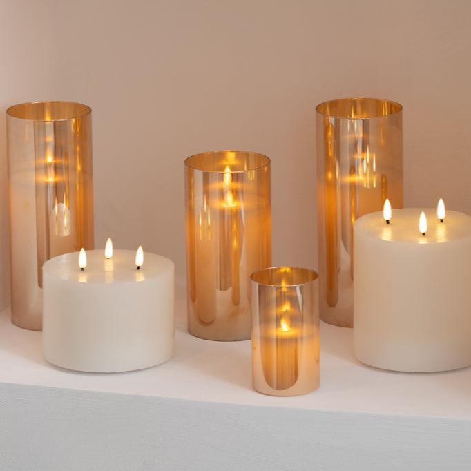 Ledlamp Blinkend Glas Goud Small - LED Kaars - J-Line - livinglovely.nl