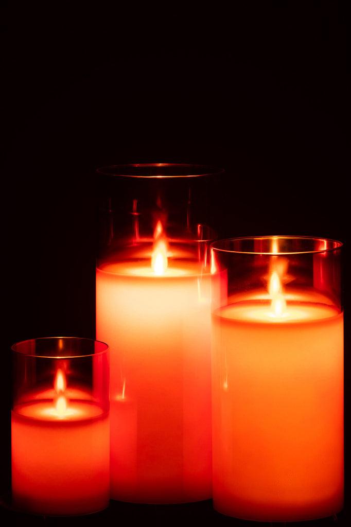 Ledlamp Blinkend Glas Rood Large - LED Kaars - J-Line - livinglovely.nl