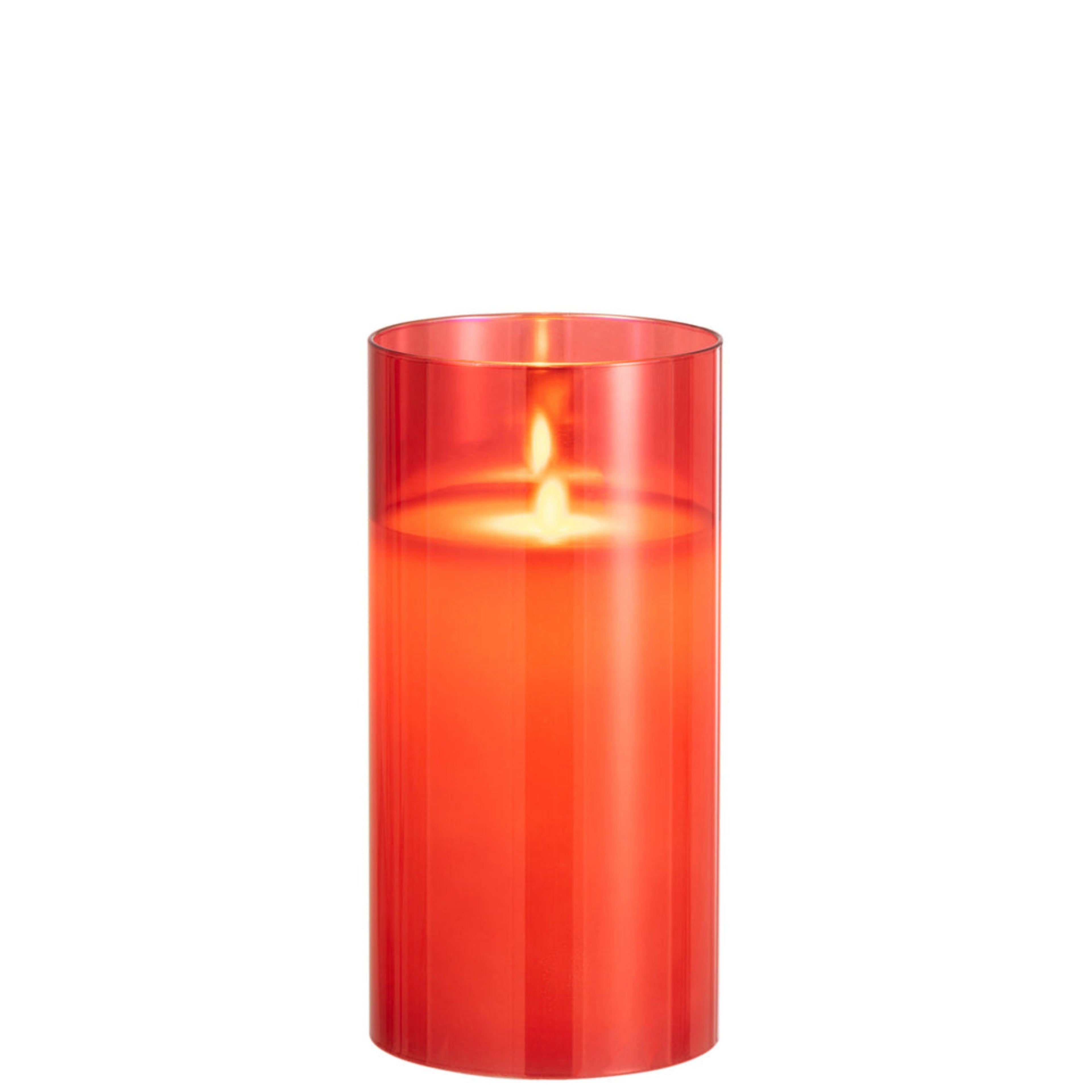 Ledlamp Blinkend Glas Rood Medium - LED Kaars - J-Line - livinglovely.nl