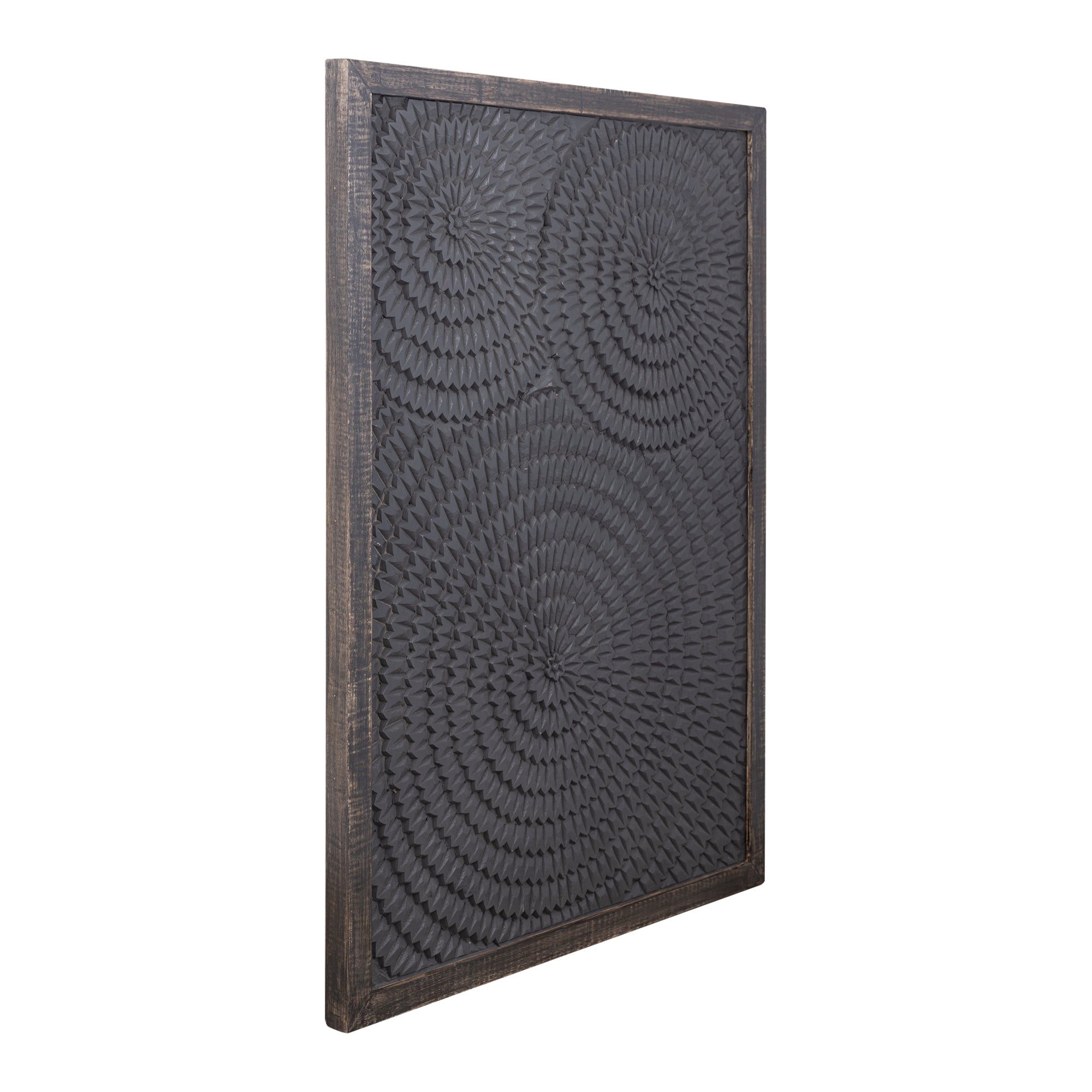 Levya Black Wooden Rect Wall Panel Round Pattern PTMD - Wandpaneel - PTMD - livinglovely.nl