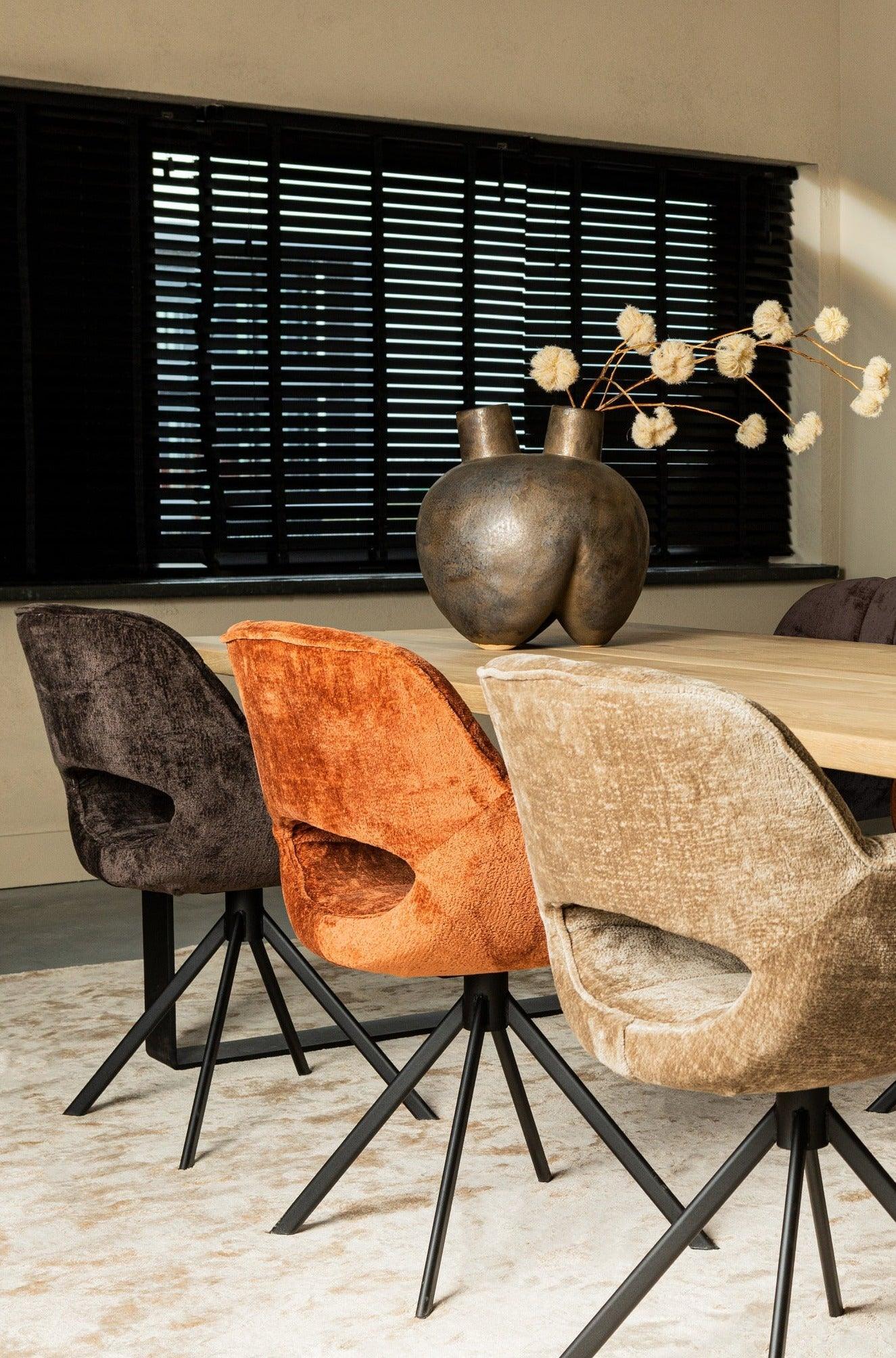 Link Dining chair beige fabric with metal legs PTMD - Eetkamerstoel - PTMD - livinglovely.nl