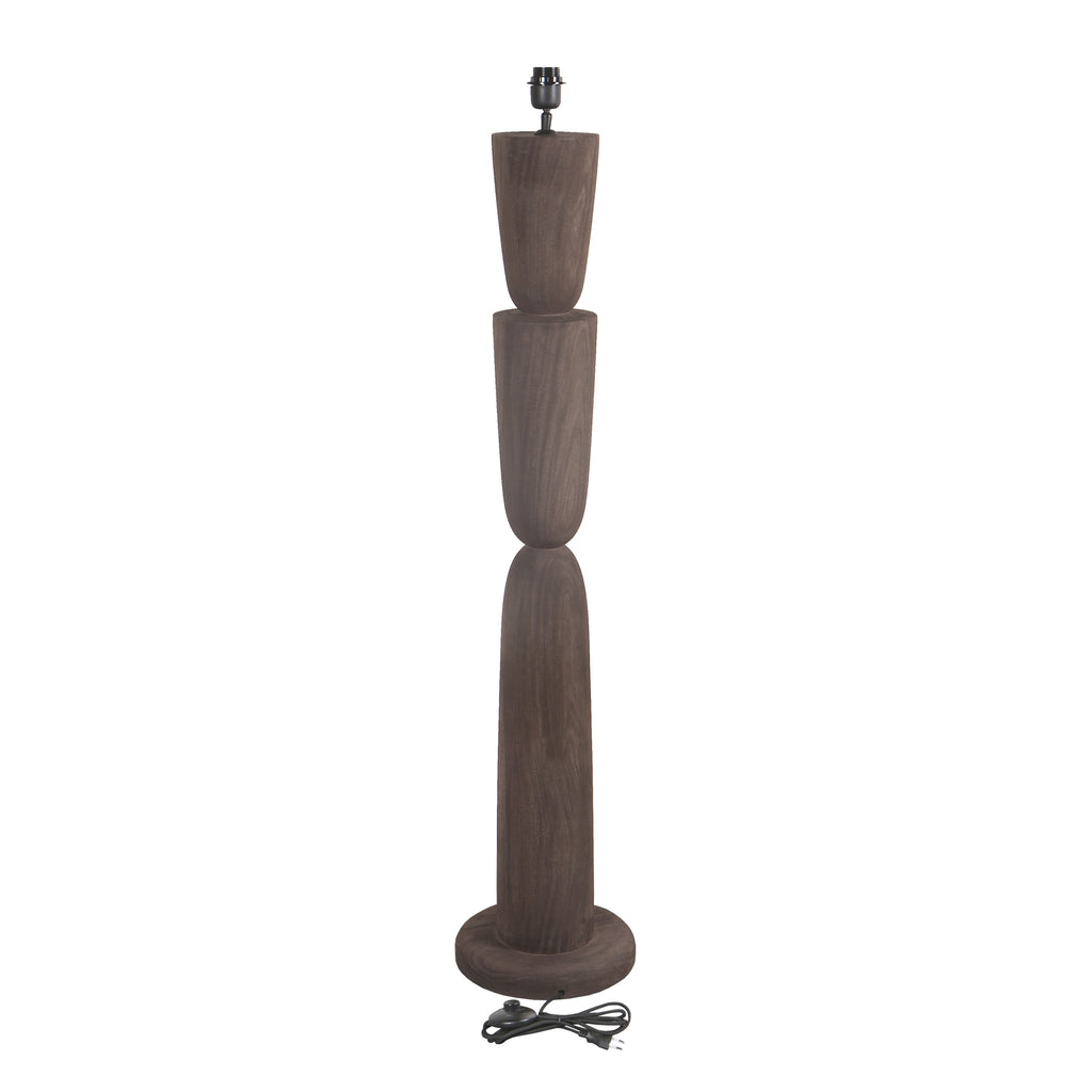 Lorinne Brown mango wood layered floor lamp base PTMD - Vloerlamp - PTMD - livinglovely.nl