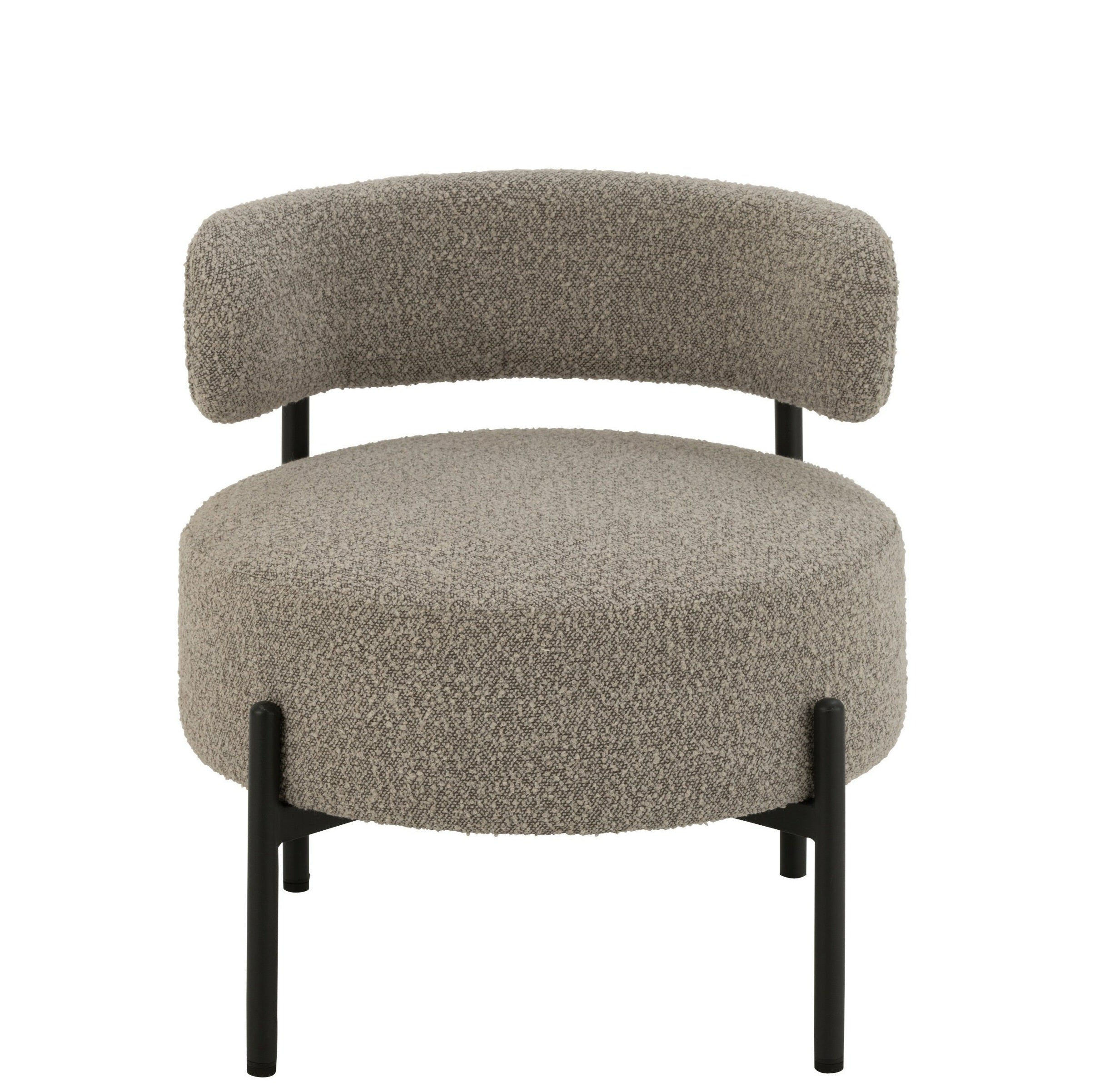 Loungestoel Boucle Multiplex/Polyester Grijs/Zwart - Fauteuil - J-Line - livinglovely.nl